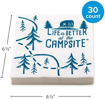Camco 53375 Life is Better at The Campsite Paper Napkins, Map Design - Great for Everyday Meals and Special Occasions - 2-Ply, 30 Count