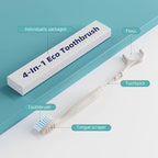 NUDUKO Travel Toothbrush Dental Floss Picks - 4 in 1 Biodegradable Disposable Toothbrushes with Tongue Scraper, Eco-Friendly Individually Wrapped Toothbrush for Adult Kids Travel Oral Care, 80 Pack