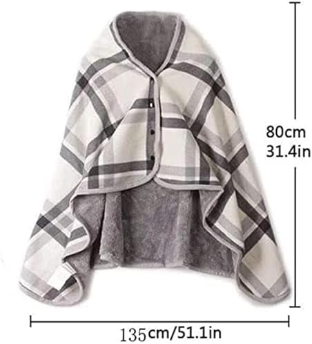 REUset Warm Blanket, Wearable Thickening Warm Knee Blanket for Wheelchair with Buttons Doublelayer Extra Wearable Thickening Old Man Shawl for Warm Gift