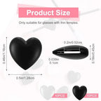 10 Pairs Heart Eyeglass Ear Grip Silicone Anti Slip Eyewear Retainer Eyeglasses Stopper for Ear Hooks Holder Soft Sunglasses Temple Tips Stopper for Adults (Black, Clear)