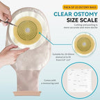 5 PCS Colostomy Bags,Ostomy Supplies,One Piece Drainable Ostomy Pouch Bags with 2 Clips Closure for Ileostomy Stoma Care,20mm-60mm Cut-to-Fit