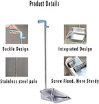 YONILL Dust Pans with Long Handle - Metal Upright Dustpan Heavy Duty, 35" Long Handled Stand Up Dustpans for Lobby, Garage, Home and Yard (Dustpan only)