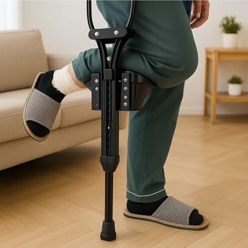 Crutch Knee Rest Pad, Adjustable Leg Support for Post-Op Knee Recovery, Injury Relief & Fracture Support, Comfort Knee Cushion for Crutches, Mobility Aid for Elderly & Disabled