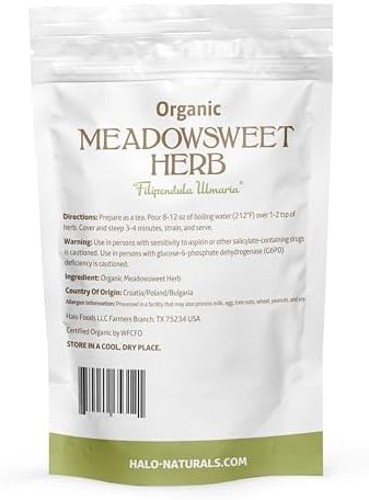 Organic Meadowsweet Herb Cut & Sifted, 4 Ounces (Filipendula ulmaria) USDA Certified | Resealable Pouch| Packaged in The USA (Pack of 1)