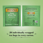 Twinings Pure White Tea Bags - Delicate Caffeinated Tea Made from Fresh White Tea Leaves, Perfect for Hot or Iced Tea, 20 Count (Pack of 2)