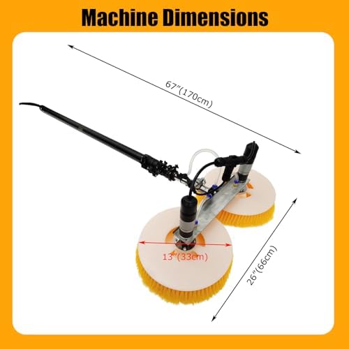 110V Electric Double Head Solar Photovoltaic Panel Cleaning Machine Solar Panel Cleaning Kit 13 FT Telescopic Water Fed Pole Brush 350 RPM/min