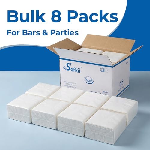 800 Count White Cocktail Napkins, 4.5x4.5 Inch 2-Ply Disposable Paper Napkins, Bulk Beverage Napkins for Dinner Wedding Bar Party and Daily Use