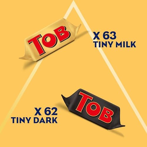 TOBLERONE Tiny Assorted Chocolate Bars Variety Pack (Milk & Dark), Bulk Chocolate, 1 Gift Bag (125 Pieces)