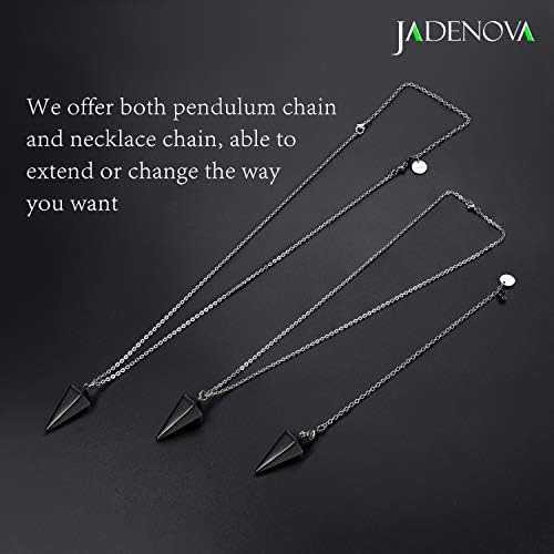 JADENOVA Pendulum Crystal Necklace Natural Obsidian Crystal Pendulums for Divination Dowsing Quartz Chakra Reiki Healing Jewelry for Women Men