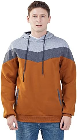 MOONCOLOUR Men's Fashion Novelty Color Block Hoodies Long Sleeve Fleece Hooded Pullover Sweatshirts with Pockets