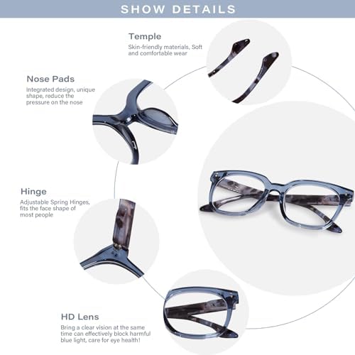 Bifocal Reading Glasses for Women Men Oversized Blue Light Blocking Clear Top Computer Readers