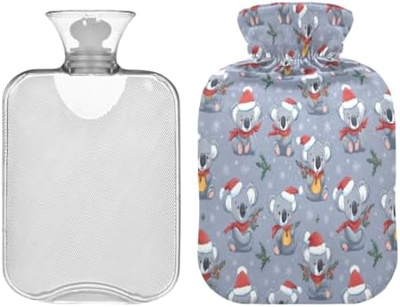 Koala Holly Leaf Hot Cold Water Bottle with Fleece Cover PVC Hot Water Bag 1 Liter