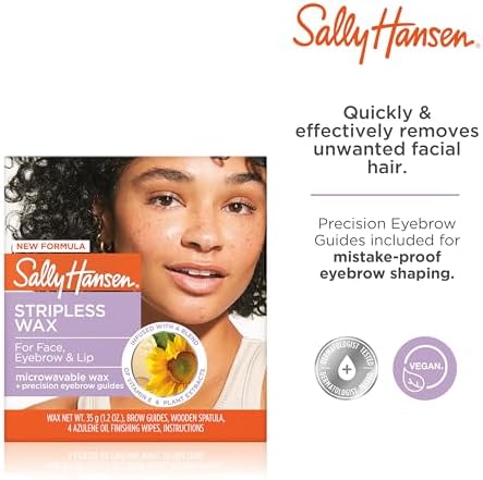 Sally Hansen Stripless Wax Kit for Face, Eyebrow & Lip | Mircrowavable Wax, At-Home Hair Removal Kit, Quick & Easy