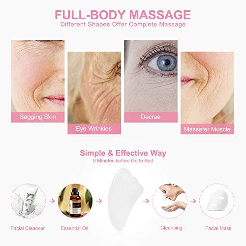 airogym 4 Pack Gua Sha Scraping Massage Tool, Natural Stone Gua Sha Board for Face and Body, Facial Tool Set for SPA Acupuncture Therapeutic Massage, Relieve Stress & Pain Treatment