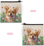 HUGS IDEA Funny Corgi Sanitary Napkin Storage Bag Menstrual Cup Pouch Portable Sanitary Napkin Pads Storage Bags Feminine Menstruation First Period Bag for Teen Girls Women Ladies