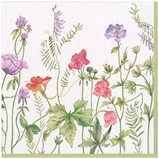 Caspari French Floral Paper Cocktail Napkins - 20 Per Package