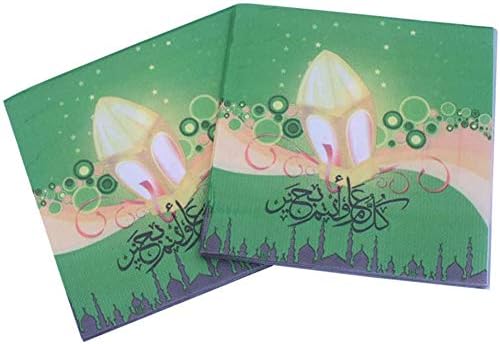 80-Pack Ramadan Napkins Disposable Paper Napkins Decorative Muslim Party Tissue Dinner Napkins Paper for Islamic Party Gathering Festival Supply - Style 2