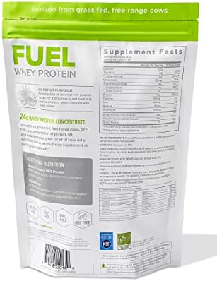 SFH Fuel Whey Protein Powder Great Tasting Grass Fed Whey | MCTs & Fiber for Energy | All Natural | Soy Free, Gluten Free, No RBST, No Artificial Flavors (Coconut (2lb Bag))