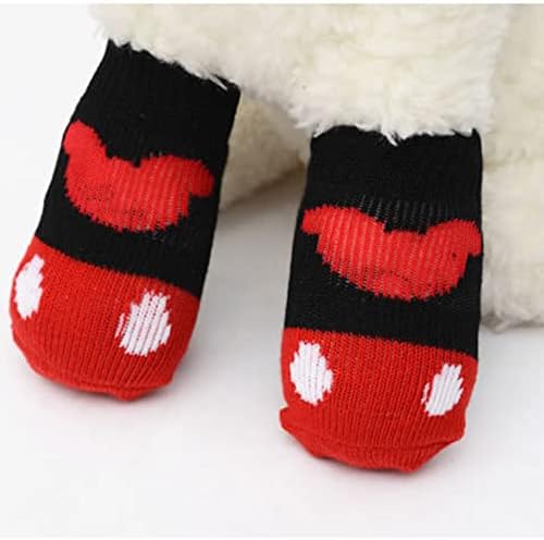 16 Pieces Dog Anti Slip Socks for Small Dogs, 4 Styles Non Skid Doggie Socks with Grips, Anti-Slip Indoor Puppy Cat Pet Paw Protection for Hardwood Floor Wear, Prevent Licking, S