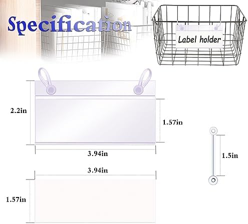 ELEMGULY Basket Label Holders, 40PCS Plastic Basket Label Clips with Easy Button Lock Design, Wire Shelf Label Holder Wire Rack Display Holder Price Sign for Home Market (40pcs Label Paper Included)