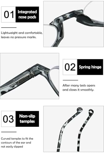 Tortoiseshell Half Frame Reading Glasses Blue Light Blocking for Men Women with Spring Hinge Computer Readers