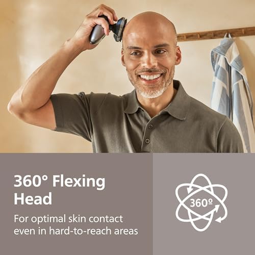 Philips Norelco Head Shaver Pro 7000 Series - Electric Shaver for Men and Women, 360° Flexing Head & ComfortCut Blades for Clean Shave, Gentle on Skin, Model HS7980/40