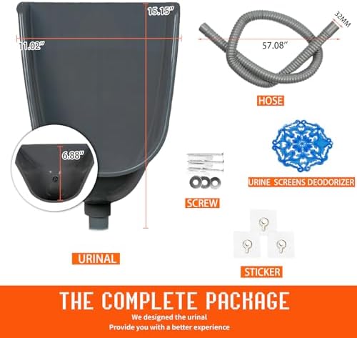 Waterless Urinal Garage Urinal for Men Plastic Urinals for Men Toilet Urine Diverter Outdoor Urinal Wall-Mounted Urinals For Men Bathroom, No-Drill Lnstallation Self-Adhesive Mens Urinal