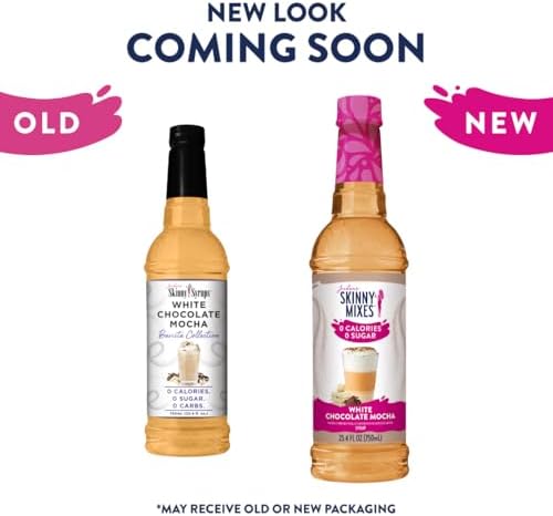 Jordan's Skinny Mixes Syrups Sugar Free Coffee Syrup, White Chocolate Mocha Flavor Mix, Zero Calorie Flavoring for Chai Latte, Protein Shake, Cocktail & More, Gluten Free, Keto Friendly, 25.4 Fl Oz, 1 Pack