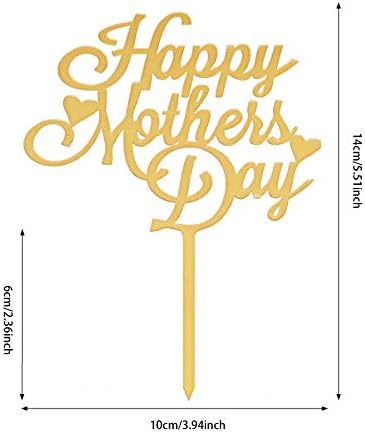 Mother's Day Cake Topper, 10pcs Acrylic Happy Mother's Day Cupcake Topper for Birthday Party Decoration Supplies (Gold)