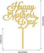 Mother's Day Cake Topper, 10pcs Acrylic Happy Mother's Day Cupcake Topper for Birthday Party Decoration Supplies (Gold)
