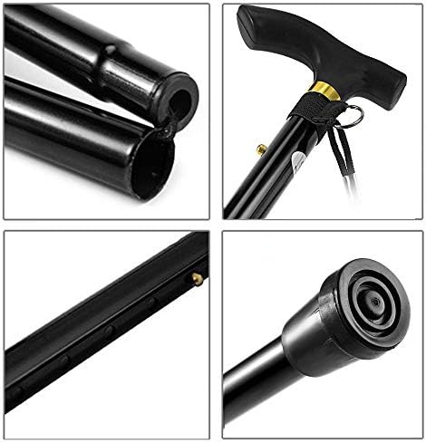 Folding Cane, Trekking Poles for Men, Women, Collapsible Walking Stick, Walking Cane with Carrying Bag, Adjustable,Lightweight, Anti Shock, Rubber Base for Hiking Camping