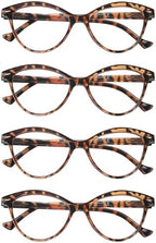 HEEYYOK Women Reading Glasses 4 Pack 1.75 Cateye Readers Glasses Reading Comfort Spring Hinge(4 Pack Color-C2, 1.75, x)