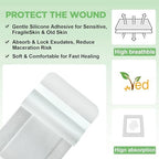 VED Dermapore Adhesive Wound Dressing- Suitable for cuts and grazes, Diabetic Leg ulcers, venous Leg ulcers, Small Pressure sores- Medium, 9 x 10cm (Pack of 5). (9X10 Green), Blue