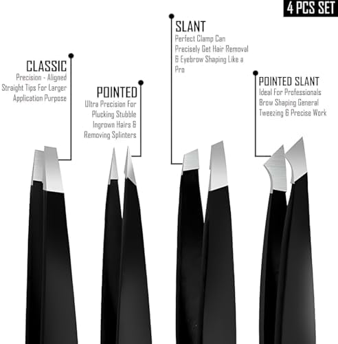Promax Care Tweezers Set - Professional Stainless Steel Tweezers for Women Facial Hair, Lash Tweezers, Beauty Tools Accessories, Great Precision for Splinter and Ingrown Hair Removal