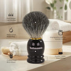 Shaving Brush Kit for Men, 4 in 1 Shaving Brushes Set Includes Badger Hair Shave Brush, Stainless Steel Shaving Bowl&Stand and Goat Milk Flavor Shaving Soap
