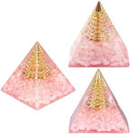 Nupuyai Healing Rose Quartz Crystal Stone Pyramid for Protection/Meditation Positive Energy Generator Orgone Pyramid Crystal Decor for Home/Office/Car