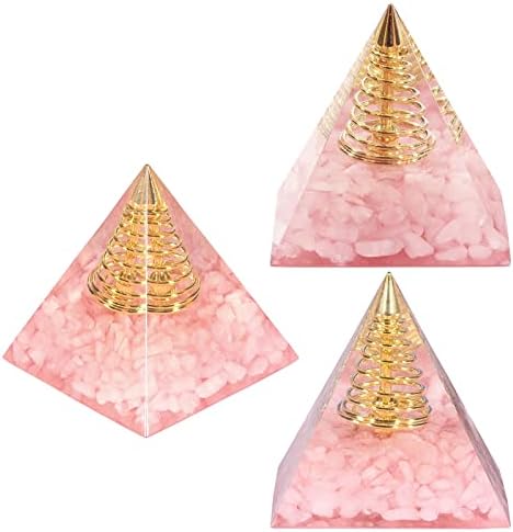 Nupuyai Healing Rose Quartz Crystal Stone Pyramid for Protection/Meditation Positive Energy Generator Orgone Pyramid Crystal Decor for Home/Office/Car