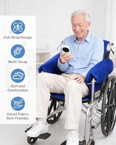 Wheelchair Seat Cushion with Armrest Covers, Pressure Relief Wheelchair Cushions for Sciatica, Tailbone & Back Support, Non-Slip Wheel Chair Pads for Pressure Sores, Blue