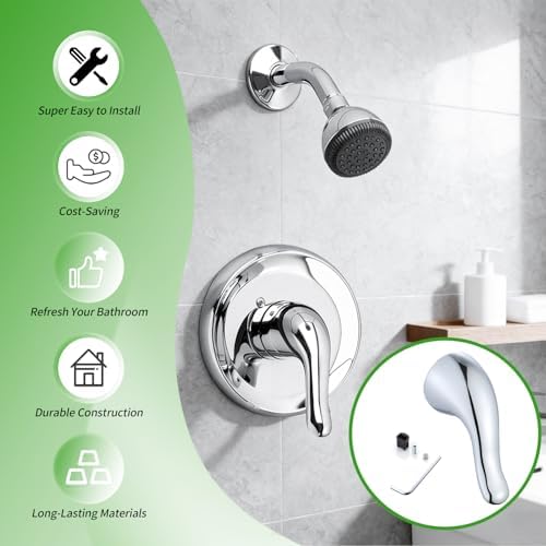 Shower Handle Replacement for American Standard M962160-0020A Lever Handle Kit, fit for Single Lever Pressure Balance Bath and Shower, Polished Chrome