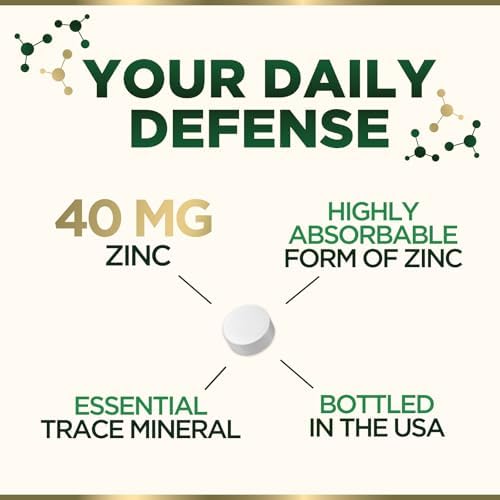 Zinc Supplement - Zinc 40mg Per Tablet - High Potency Zinc Tablets - Immune Support & Antioxidant Supplements - Best Skin Health & Immune System Support for Women & Men - Bottled in USA - 120 Tablets