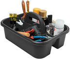Akro-Mils 09185 Plastic Tote Tool & Supply Cleaning Caddy with Handle, 18-3/8-Inch x 13-7/8-Inch x 9-Inch, Black