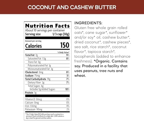 Nature's Path Organic Coconut & Cashew Butter Granola, 11 oz (Pack of 1), Gluten Free, Non-GMO