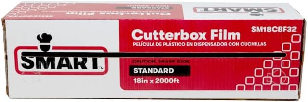 SMART Clear Cling Film Wrap with Cutterbox, SM18CBF32, 18" x 2000' x Standard 32 Gauge | 1/Each