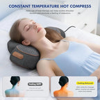 Neck Massager Pillow with Heat, 3-in-1 Shiatsu & Cervical Traction for Pain Relief, Ergonomic Shoulder Massager and Posture Corrector for Men & Women, Corded Electric（Dark Gray）