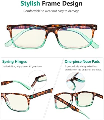 Eyekepper Computer Reading Glasses Blue Light Blocking Readers Men Women, Tortoise-Green