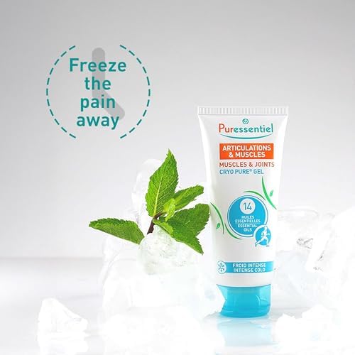 Puressentiel Muscles and Joints Cryo Pure Gel - Intense Cold Effect - Non-Sticky Formula with 14 Calming Essential Oils - Muscle Relaxer - 2.7 oz
