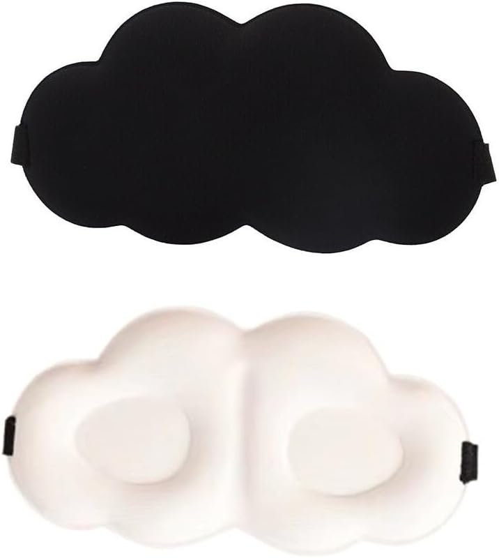 2 Pack Sleep Eye Masks 3D Contoured Cup Sleeping Mask Cloud Shaped Soft Complete Light Blocking Blindfold Sleep Mask for Back and Side Sleeper Travel Airplane Train Trip Nap