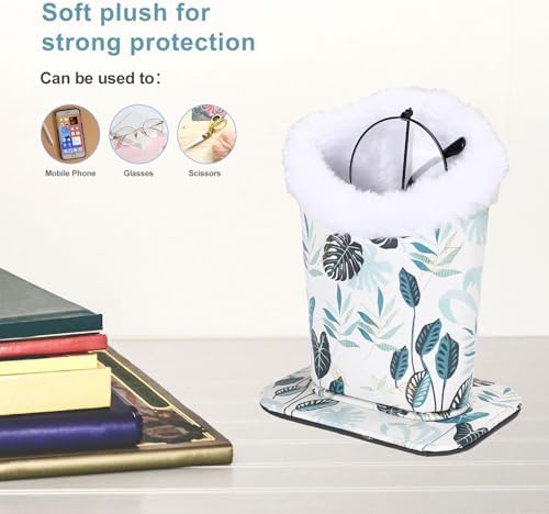 MEGREZ 2PCS Plush Lined Eyeglass Holder, PU Leather Glass stand with Magnetic-Base