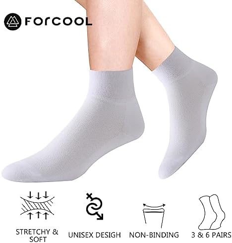 Forcool Non Binding Loose Top Seamless Ankle Low Cut Cotton Diabetic Socks for Men and Women, M/L/XL, 3/6 Pairs