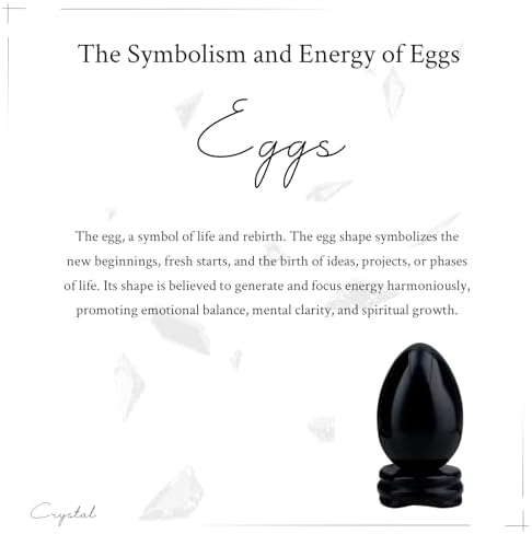 mookaitedecor Black Obsidian Crystal Egg Polished Gemstone Figurines with Stone Stand